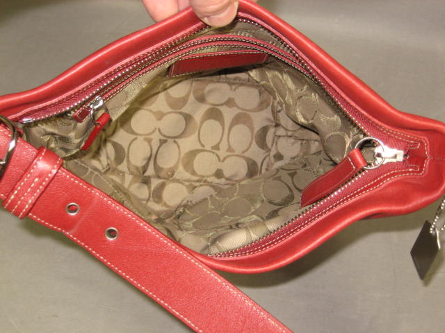 Genuine Red Leather Coach Shoulder Bag Handbag Purse NR 5