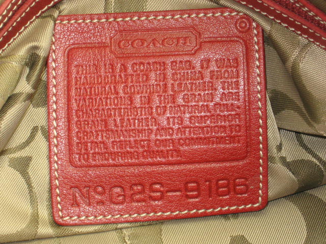 Genuine Red Leather Coach Shoulder Bag Handbag Purse NR 6