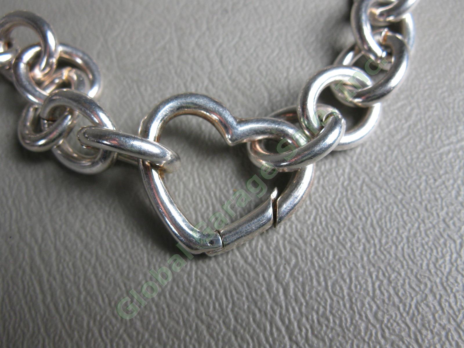 Tiffany & Co Sterling Silver Heart Pendant 13" Chain Link Bracelet 75.7 Grams NR 4