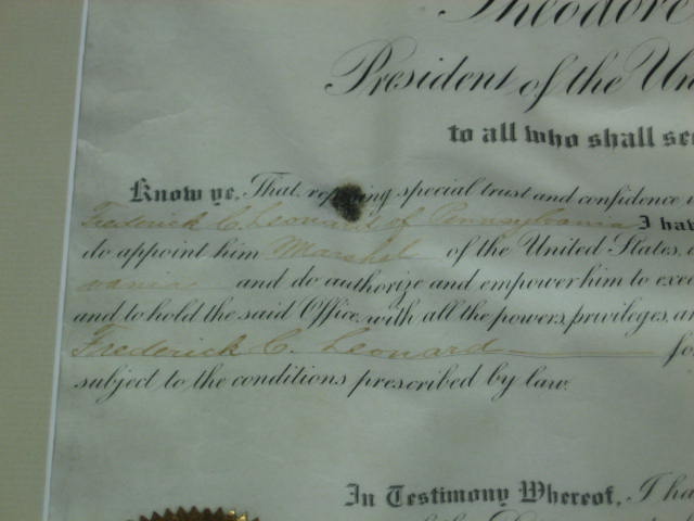 President Theodore Teddy Roosevelt Signed Appointment 3