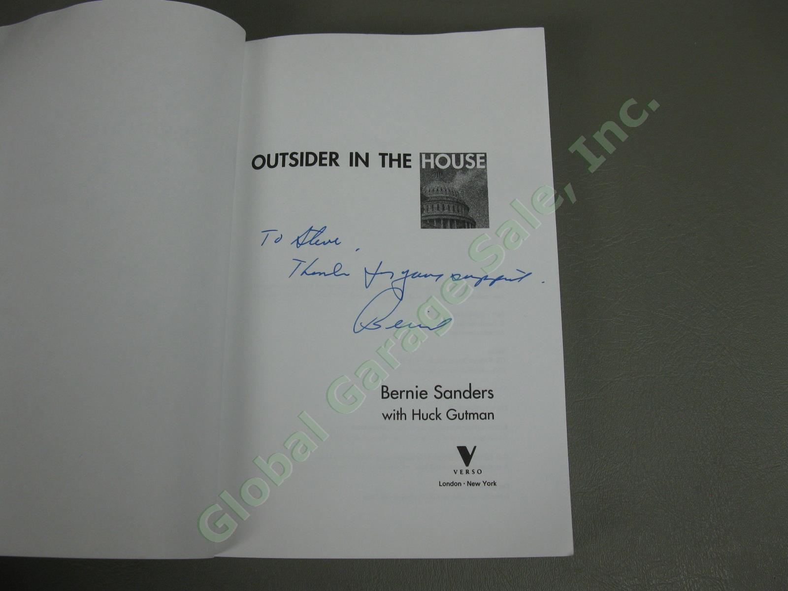 Bernie Sanders Hand Signed Autographed 1st Edition Book Outsider In The House NR 2