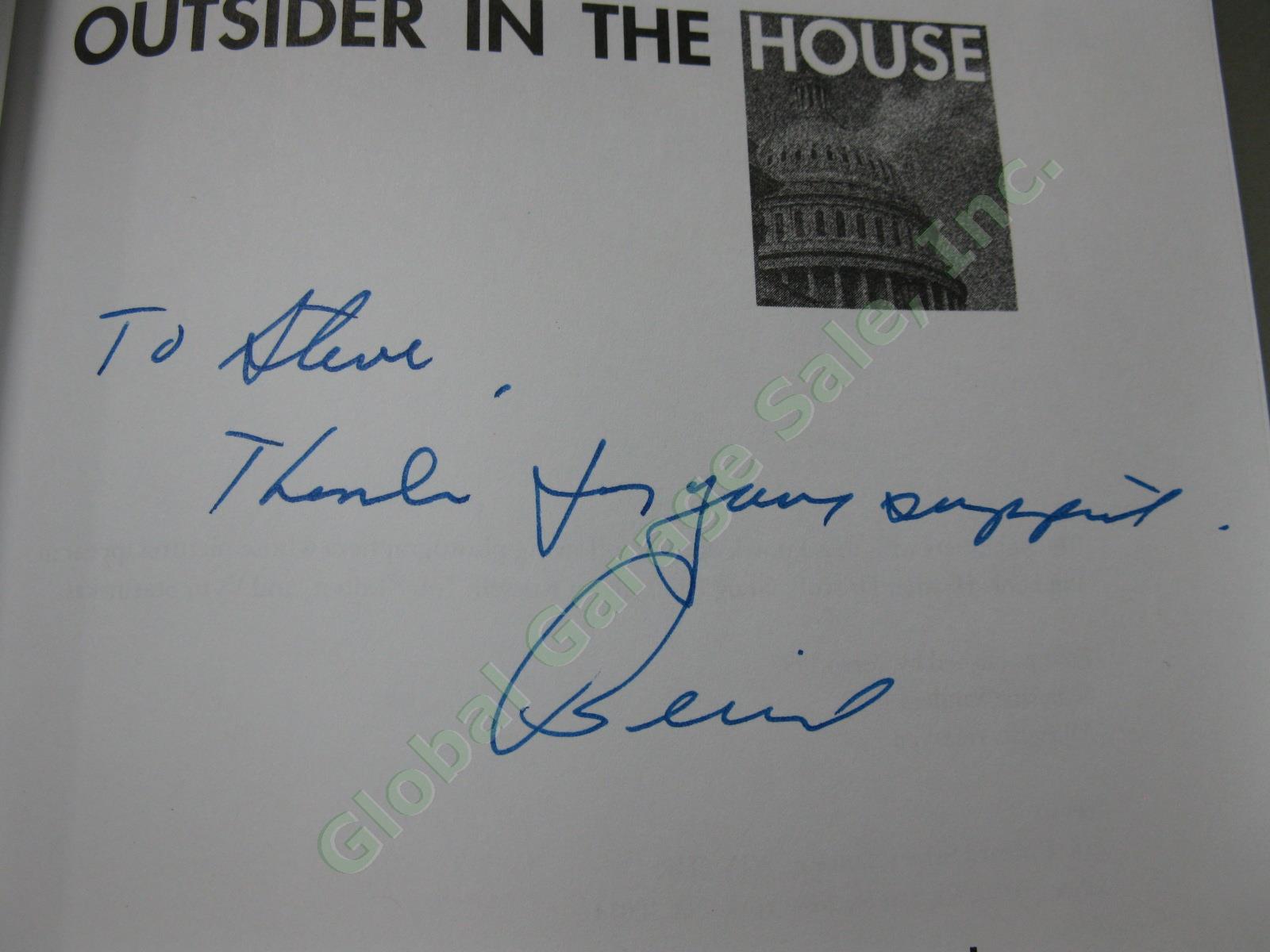 Bernie Sanders Hand Signed Autographed 1st Edition Book Outsider In The House NR 3