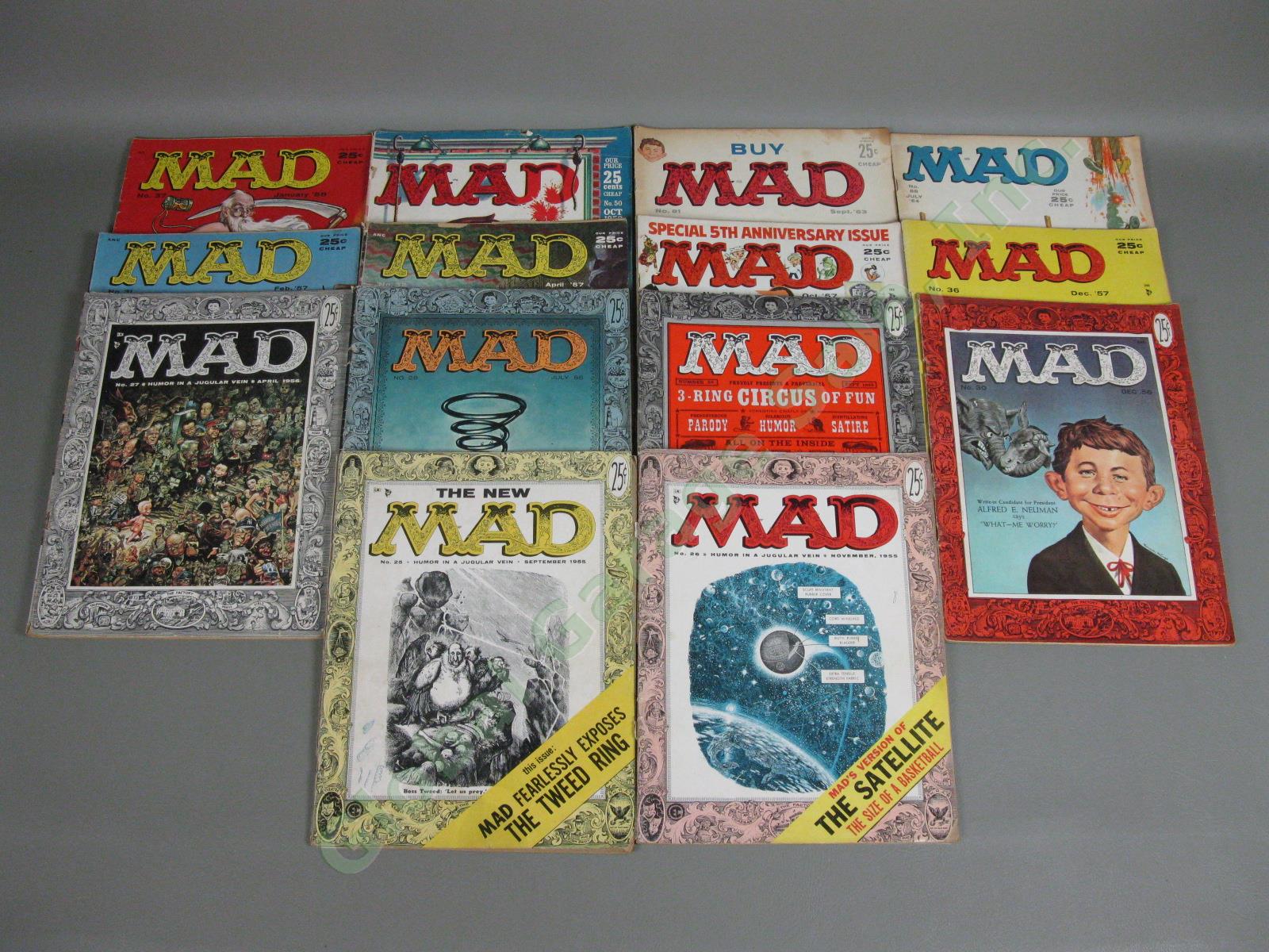 14 Mad Magazine 1950s Lot Incl Issues #25 26 27 28 29 30 31 32 35 Low-Mid Grade