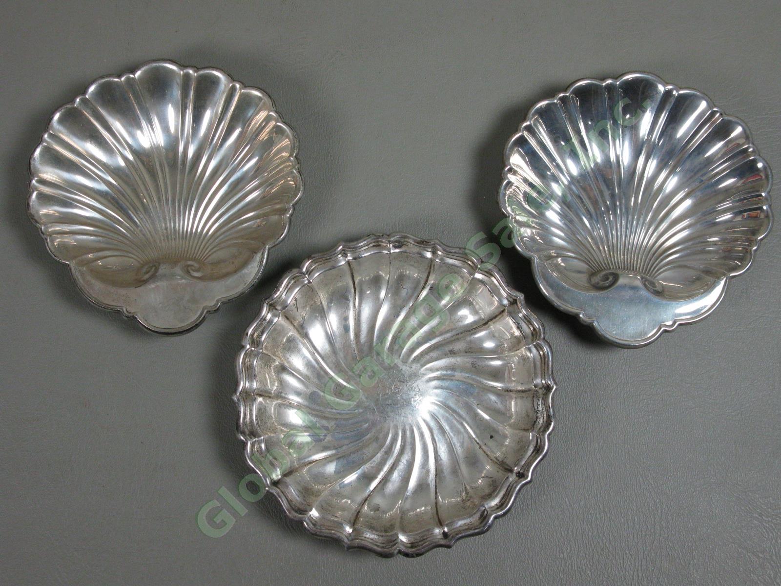 3 Vintage Gorham Sterling Silver Dish Lot Shell Spiral 9 Oz +Weighted Candelabra 2