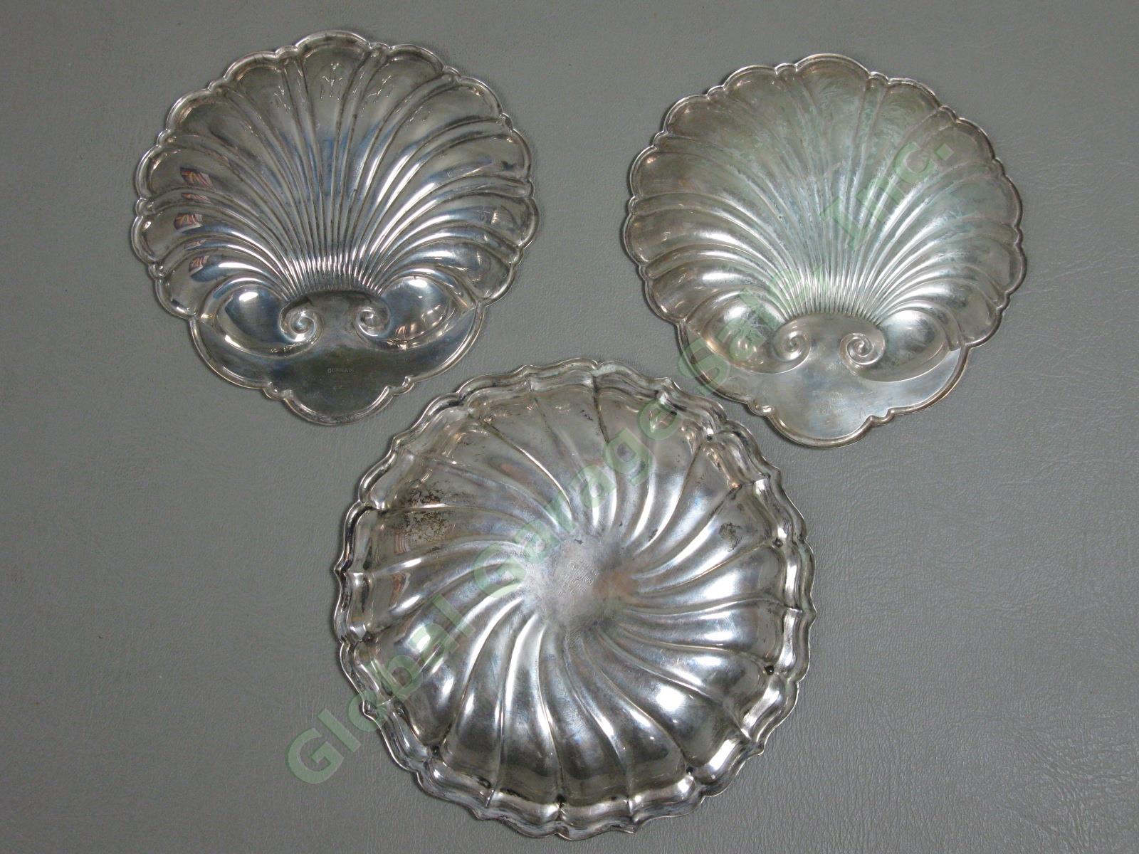 3 Vintage Gorham Sterling Silver Dish Lot Shell Spiral 9 Oz +Weighted Candelabra 3