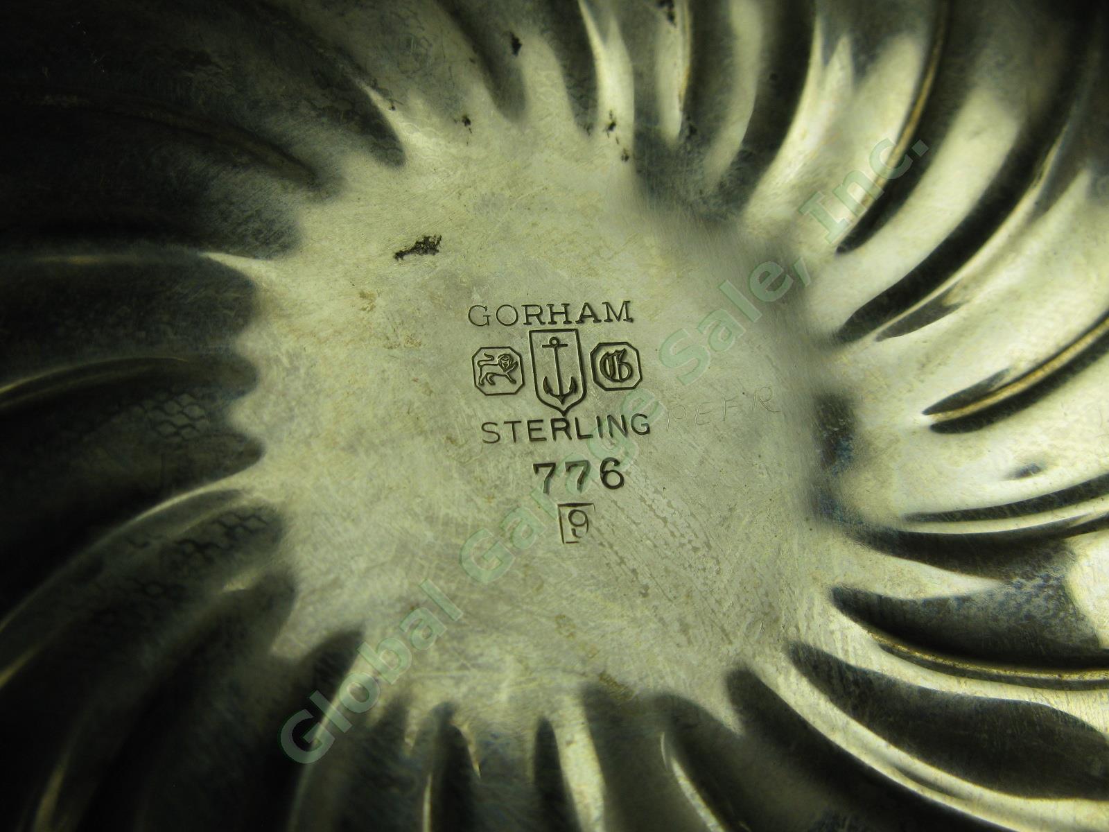 3 Vintage Gorham Sterling Silver Dish Lot Shell Spiral 9 Oz +Weighted Candelabra 4