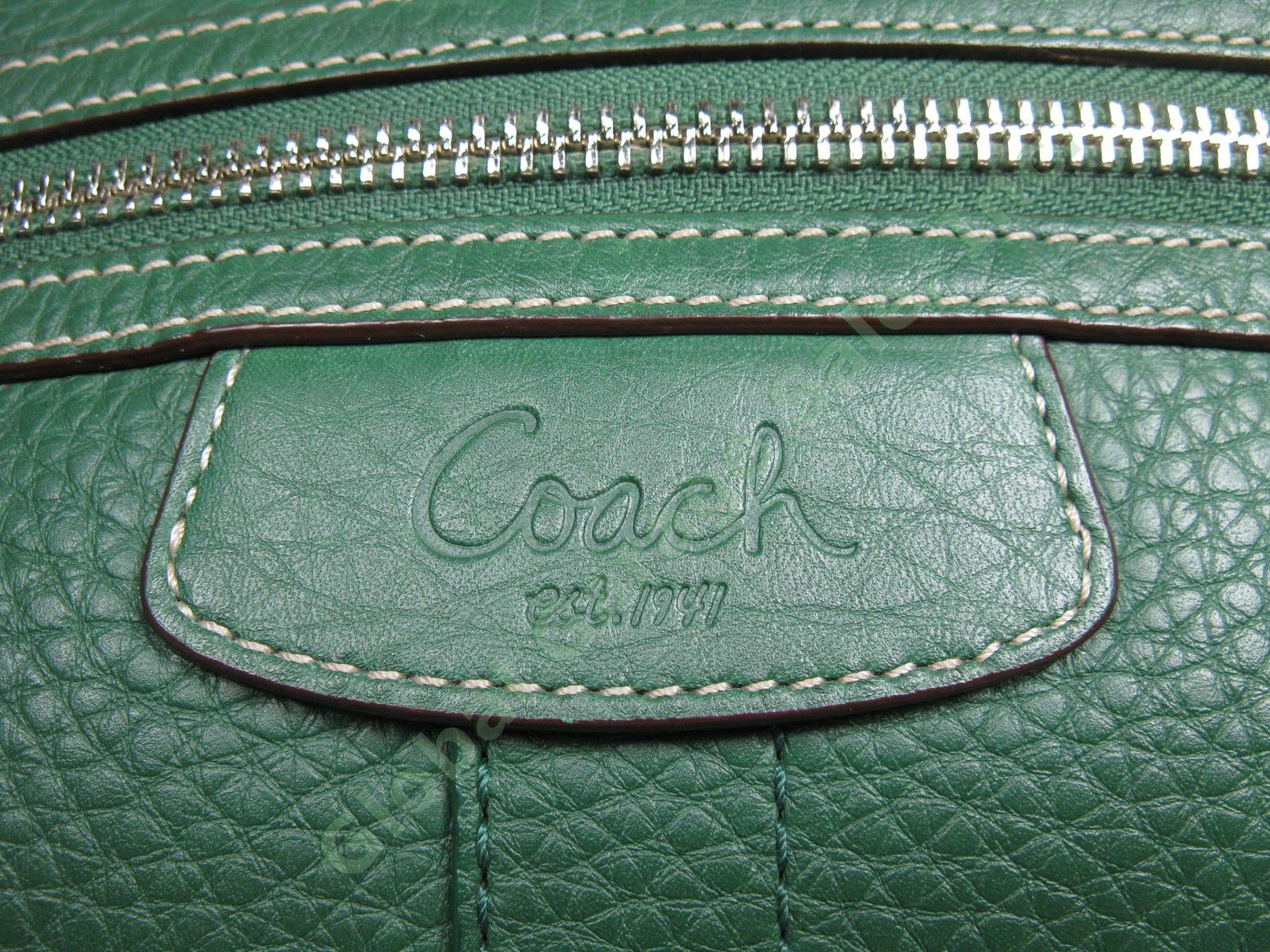 BRAND NEW Coach Designer Dark Green Pebble Leather Handbag Satchel Tote Bag NR 2
