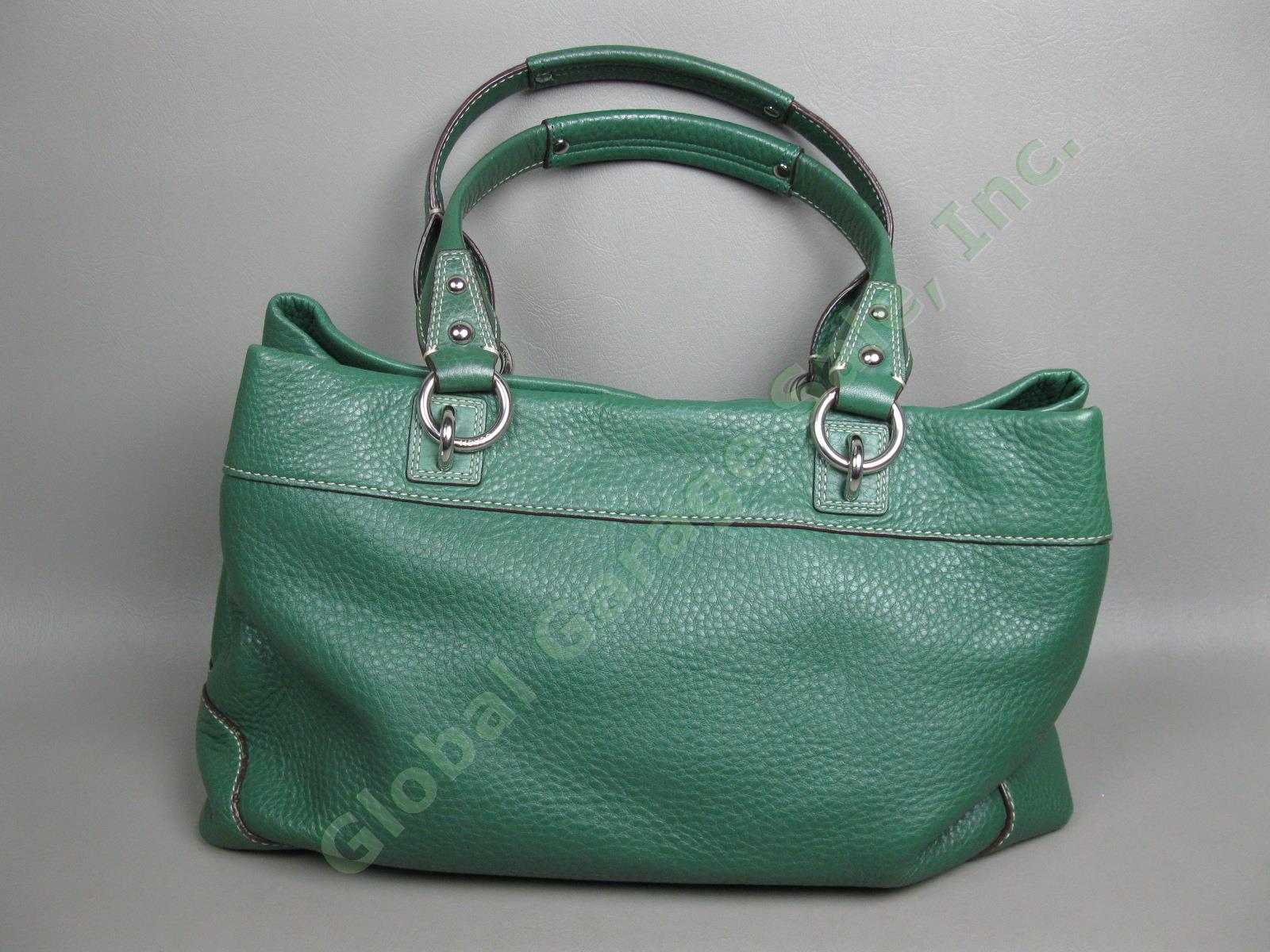 BRAND NEW Coach Designer Dark Green Pebble Leather Handbag Satchel Tote Bag NR 3