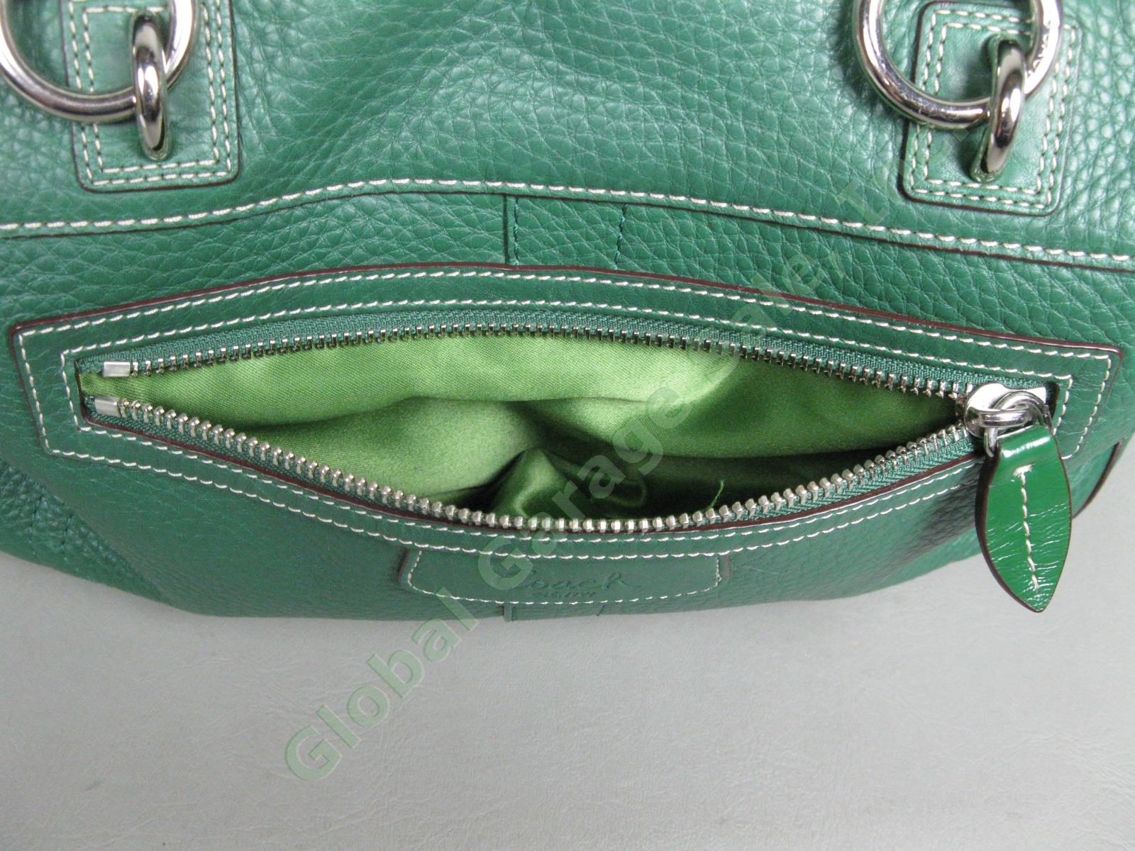 BRAND NEW Coach Designer Dark Green Pebble Leather Handbag Satchel Tote Bag NR 4