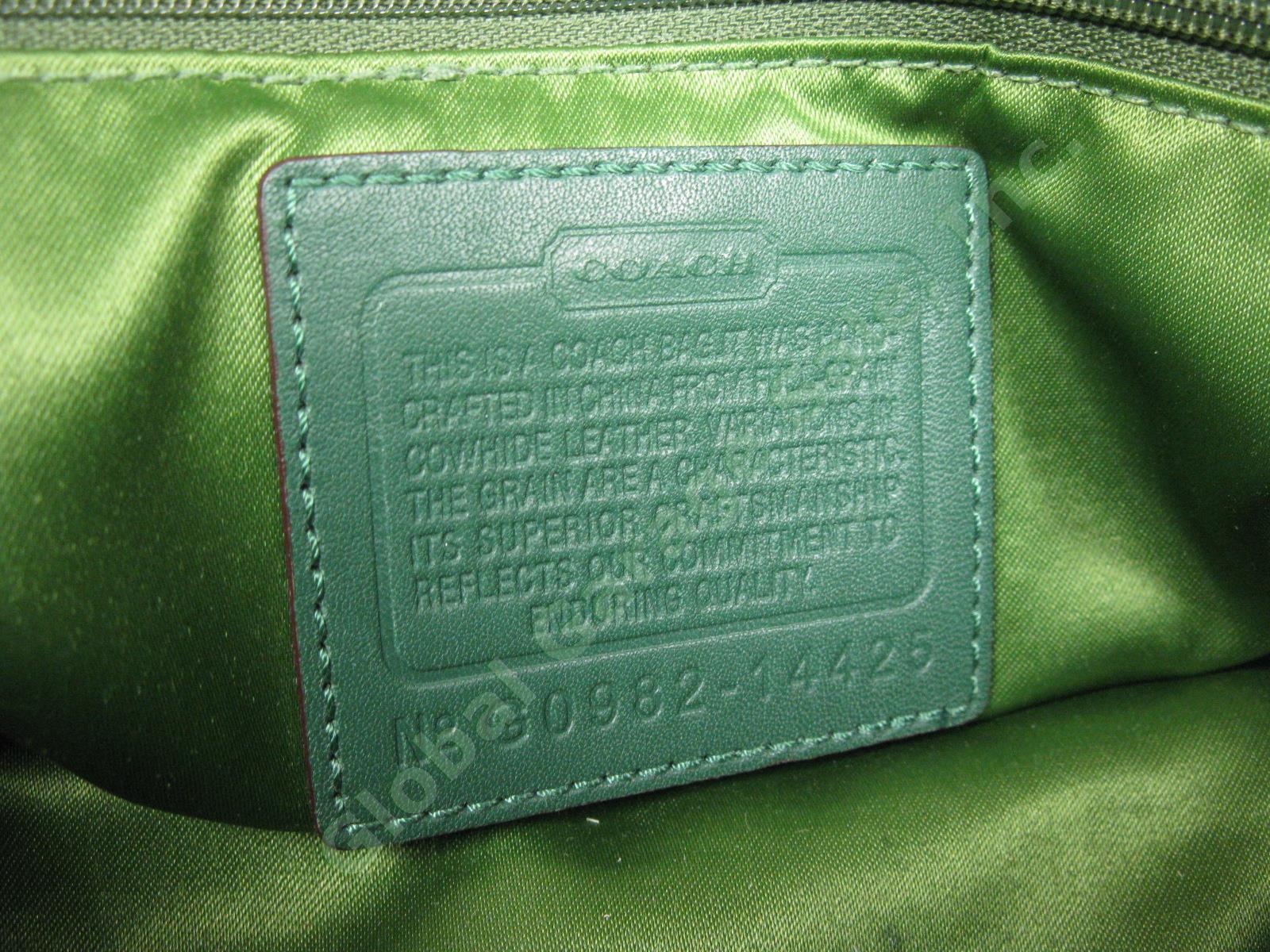 BRAND NEW Coach Designer Dark Green Pebble Leather Handbag Satchel Tote Bag NR 7