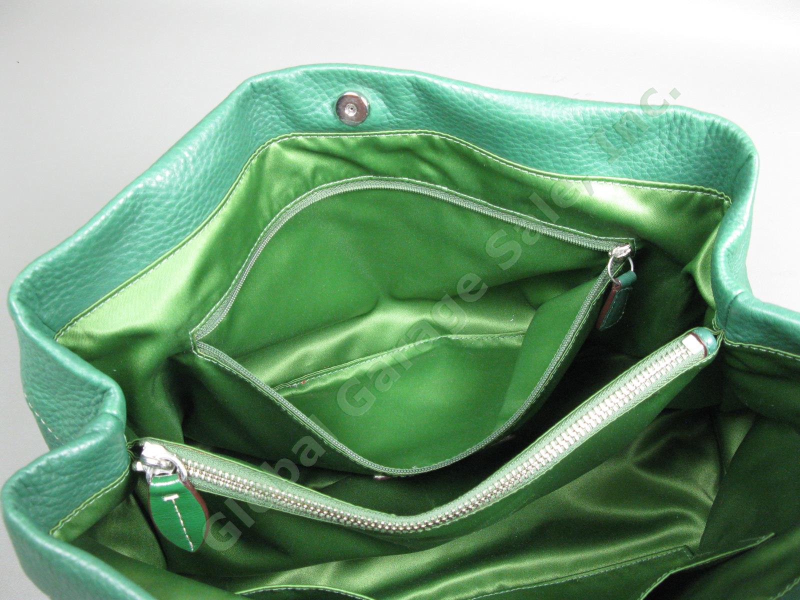BRAND NEW Coach Designer Dark Green Pebble Leather Handbag Satchel Tote Bag NR 9