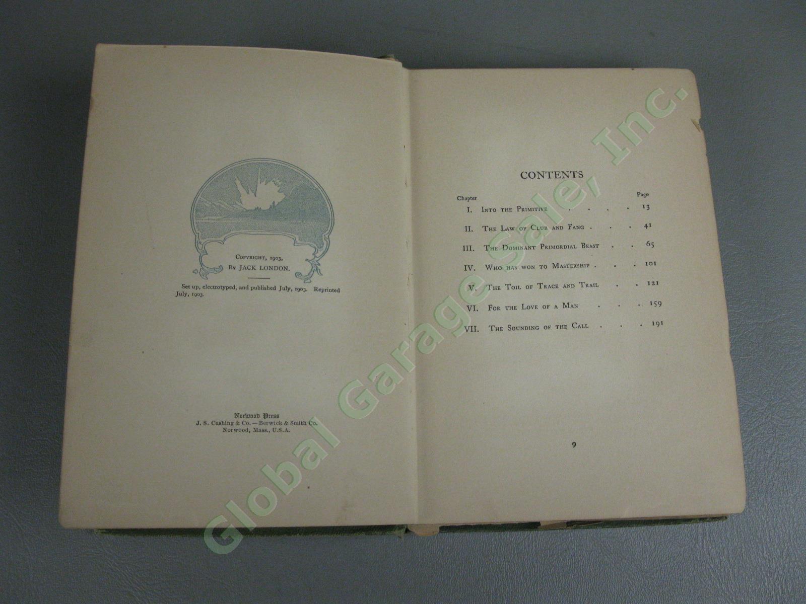 The Call of the Wild Jack London July 1903 1st Edition 2nd Printing HC Book NR 5