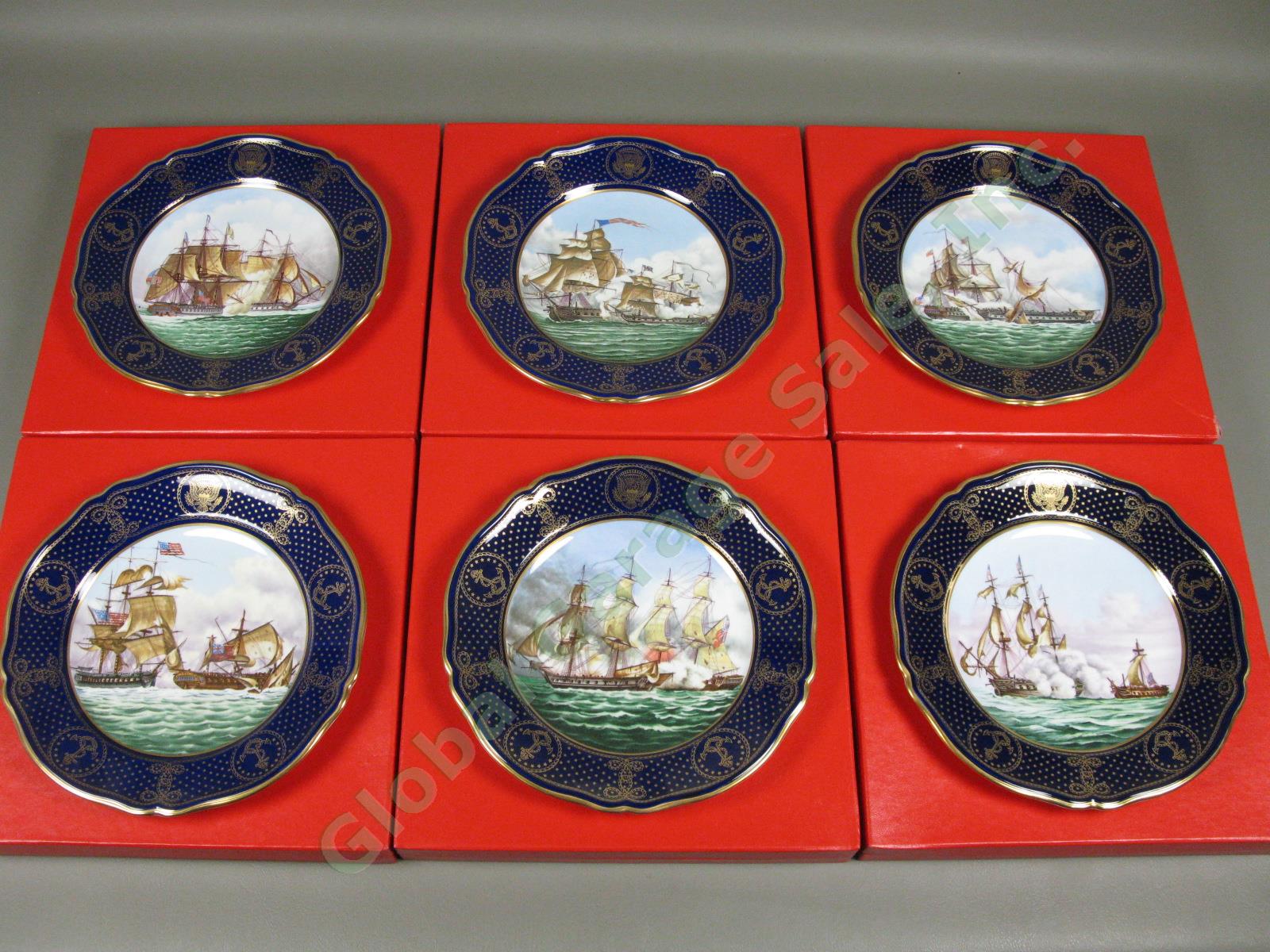 6 Vintage Spode Maritime Plates War Of 1812 US Navy Battles Ltd Ed Full Set NR!