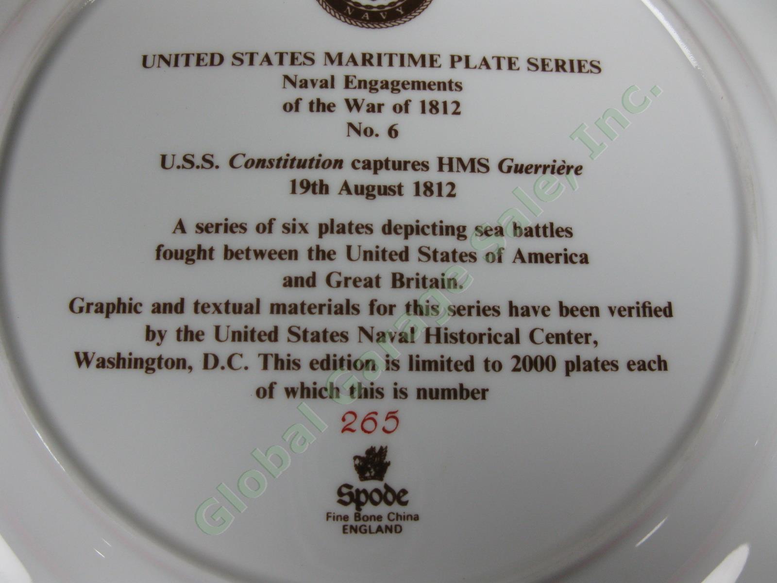 6 Vintage Spode Maritime Plates War Of 1812 US Navy Battles Ltd Ed Full Set NR! 18