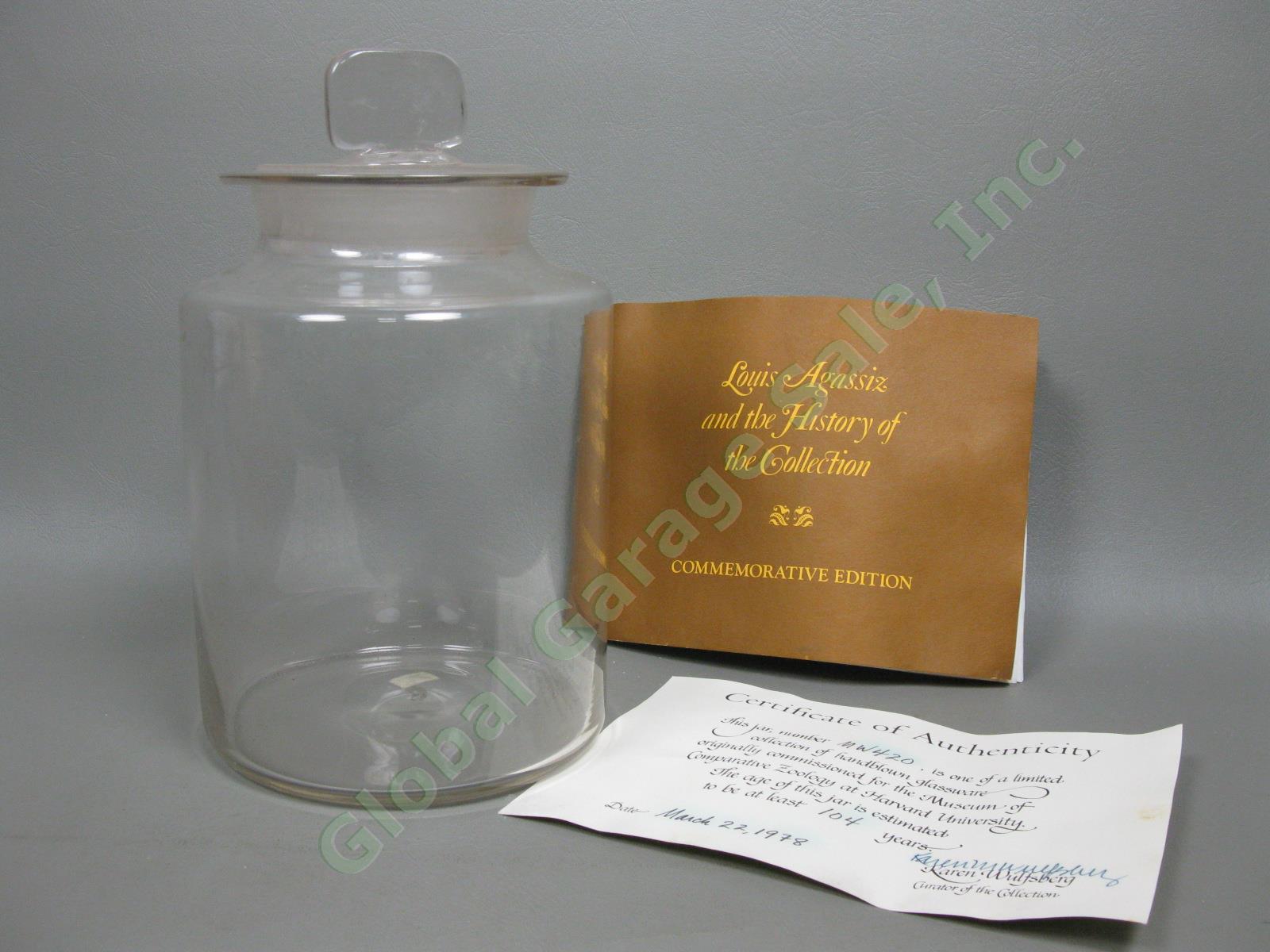 RARE Louis Agassiz 1871 Harvard Flint Glass Specimen Jar COA New England Co NR