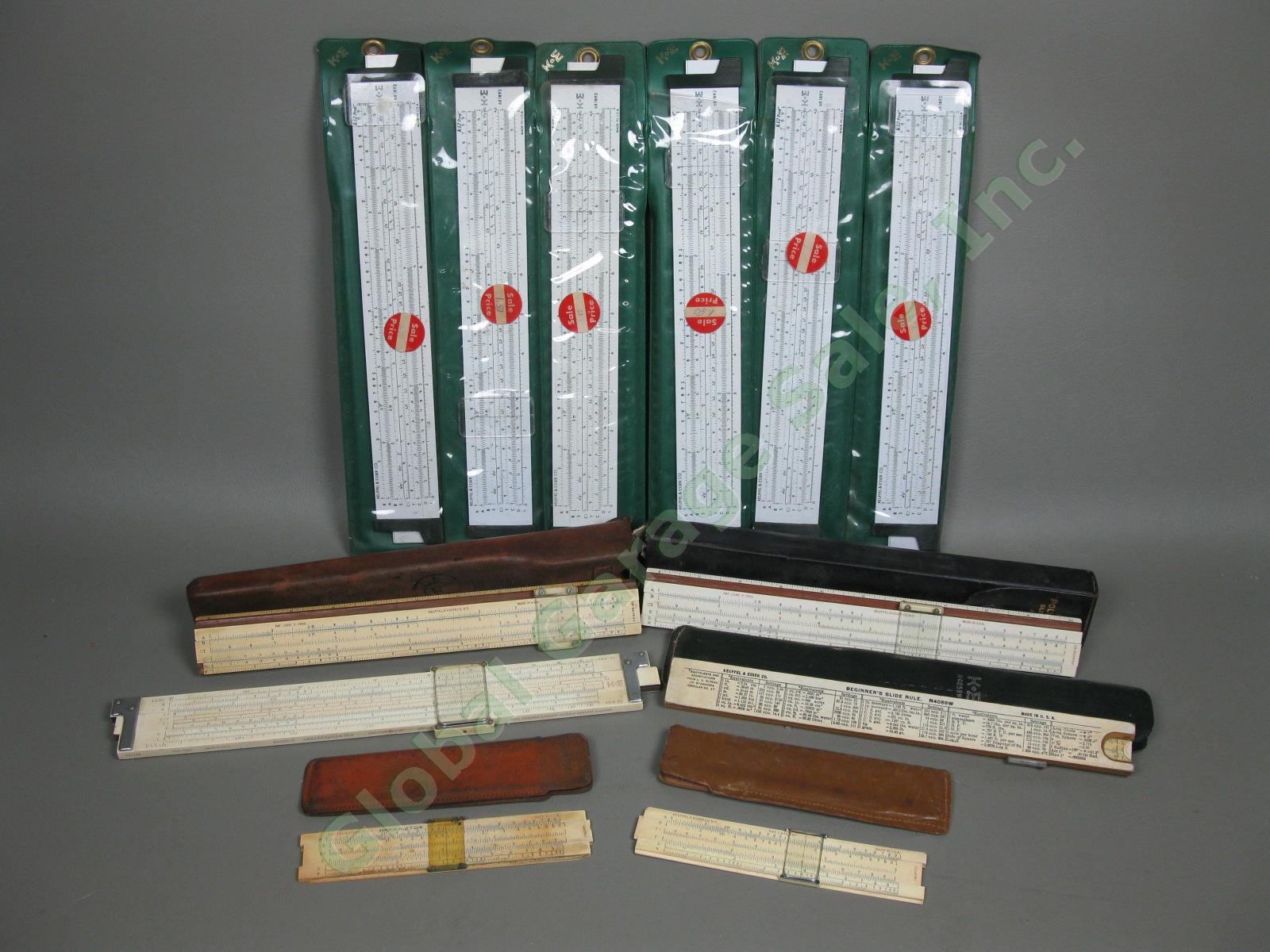 12 Vintage & Antique Keuffel & Esser Co Slide Rule Lot K&E Ruler Collection NR