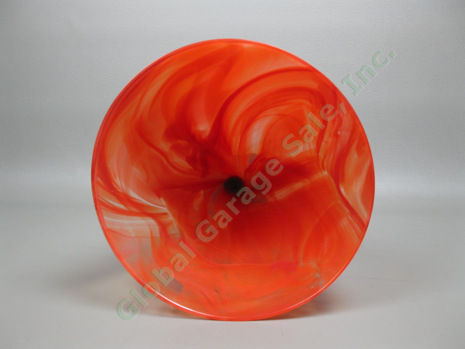 Rare AV Mazzega Murano Art Glass Signed 11" Conical Red Cone Vase Italian Design 6