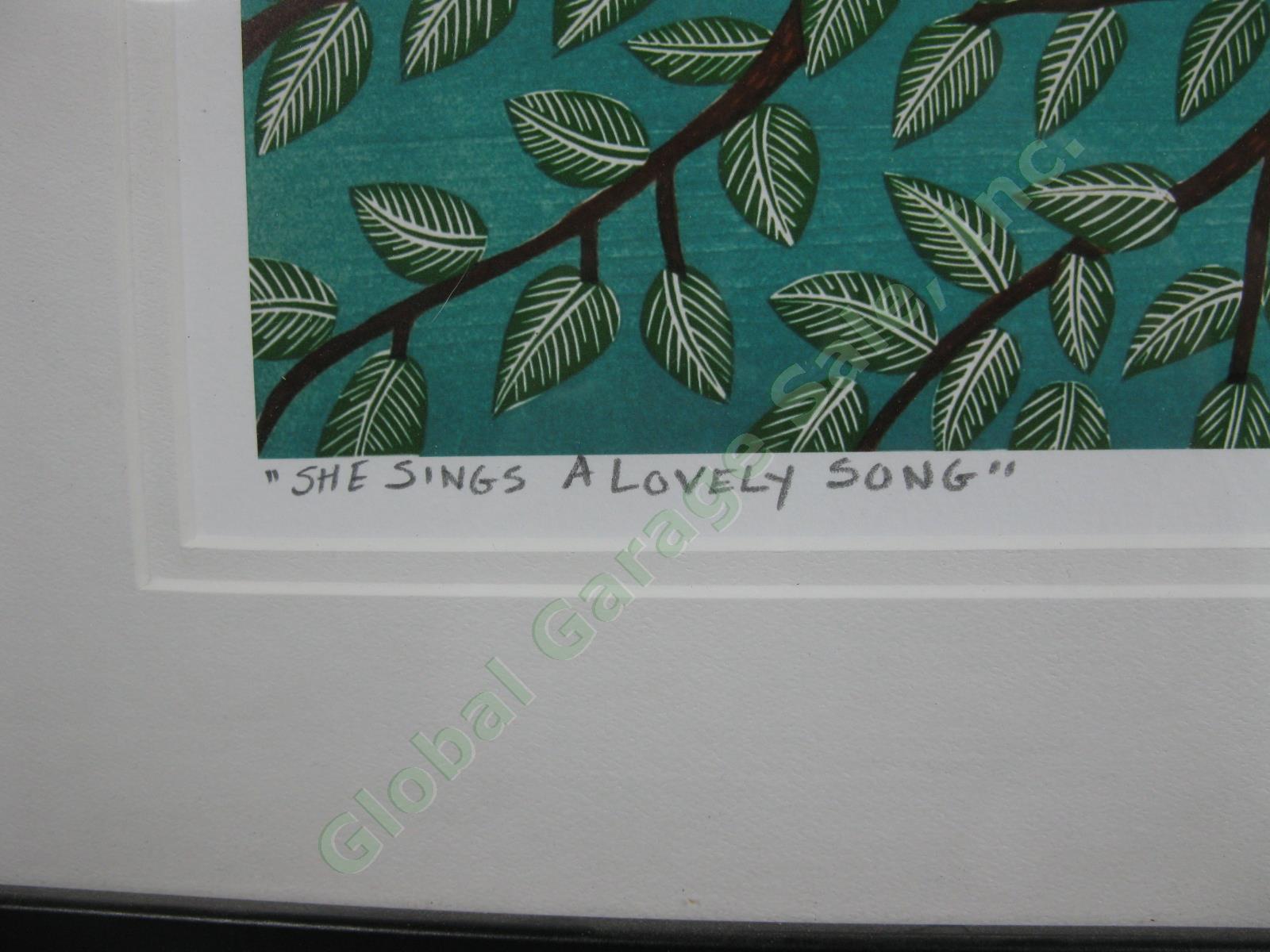 Stephen Huneck SIGNED She Sings a Lovely Song 55/500 Ltd Ed Dog Woodcut Print 2
