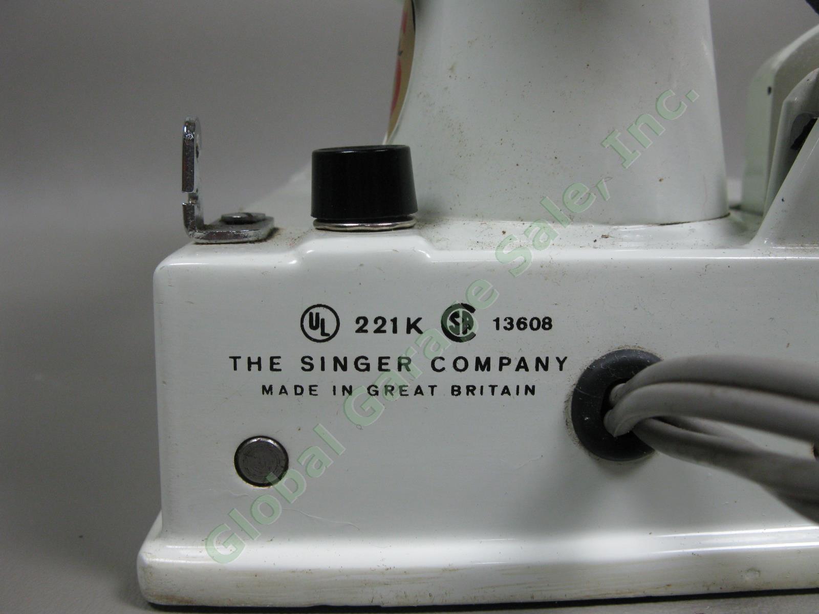 RARE 1960s Singer 221K White Featherweight Portable Sewing Machine Tested EXC!! 5