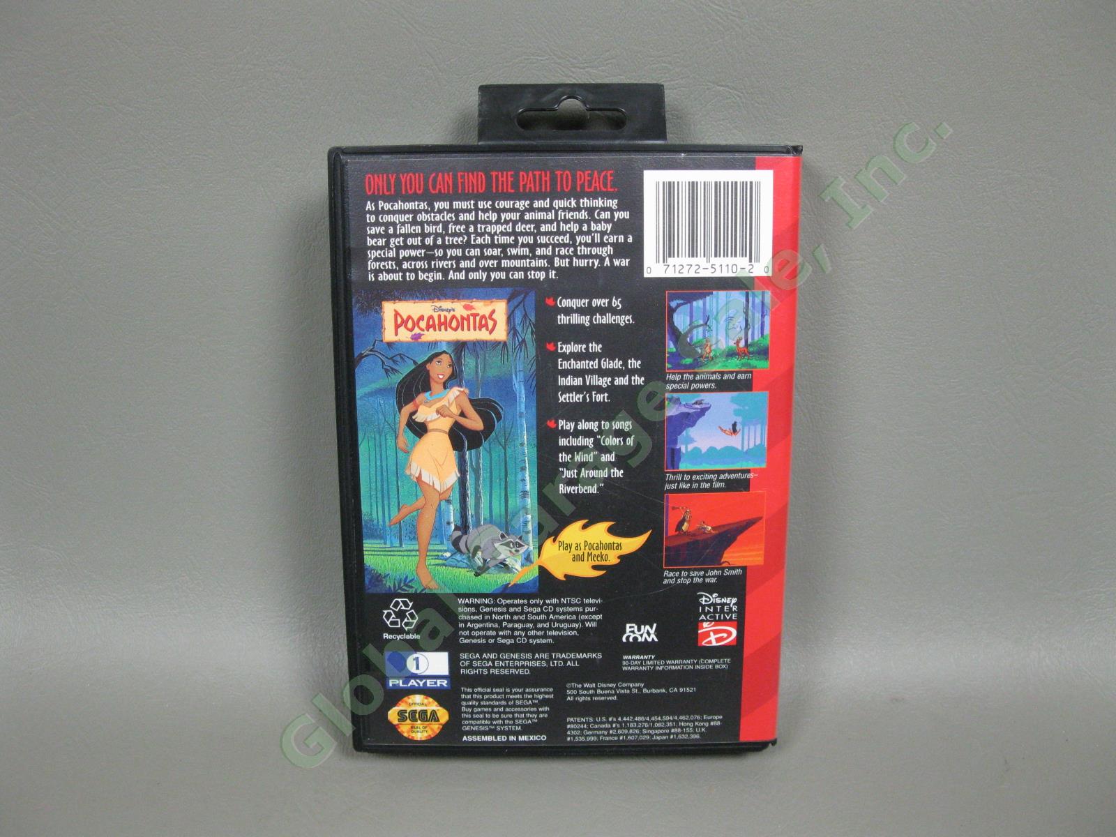 Sega Genesis Pocahontas Video Game Complete In Case w/ Cartridge Insert & Poster 2