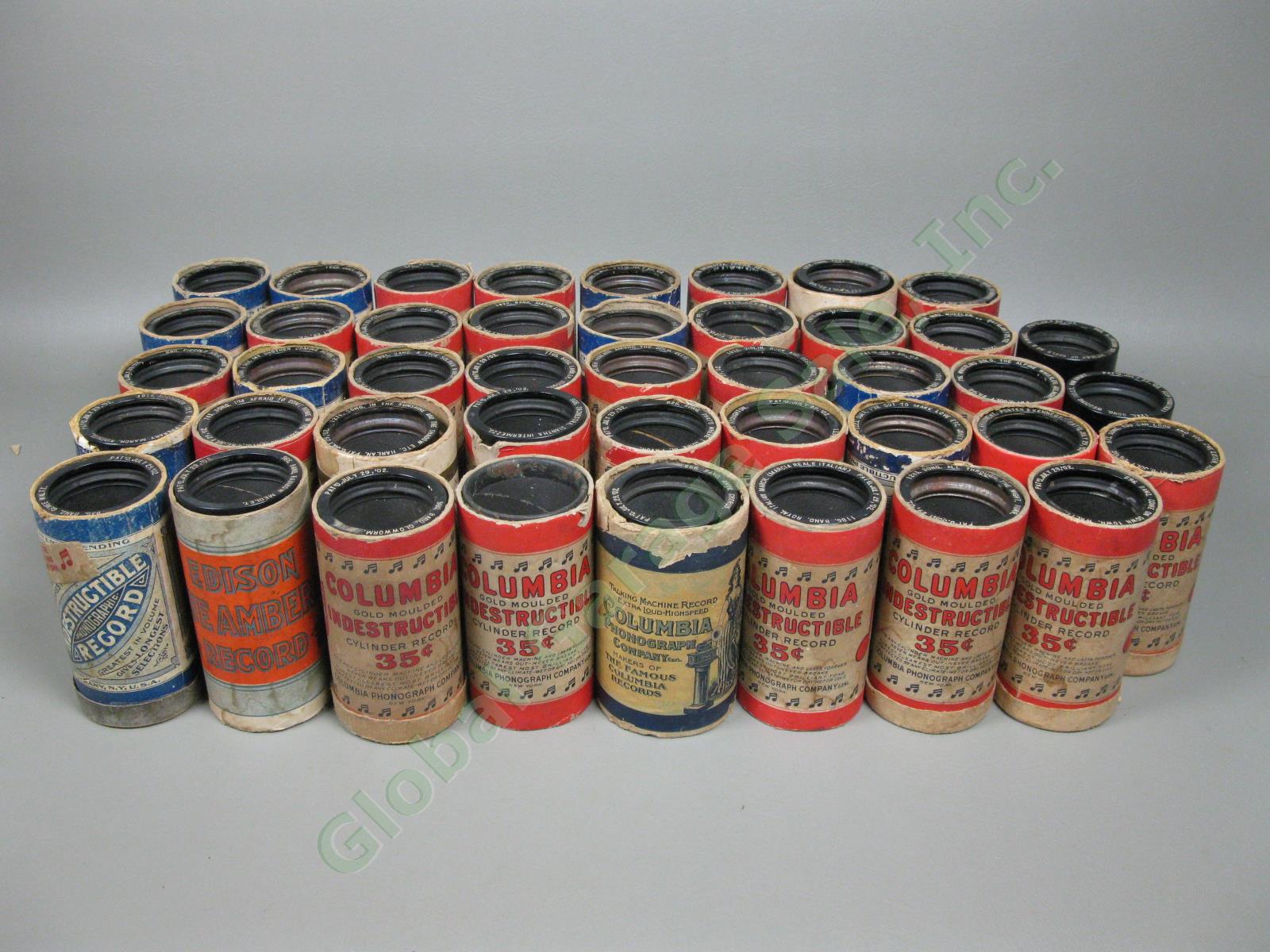 43 RARE Antique Indestructible Columbia Song Cylinder Record Collection Lot Set