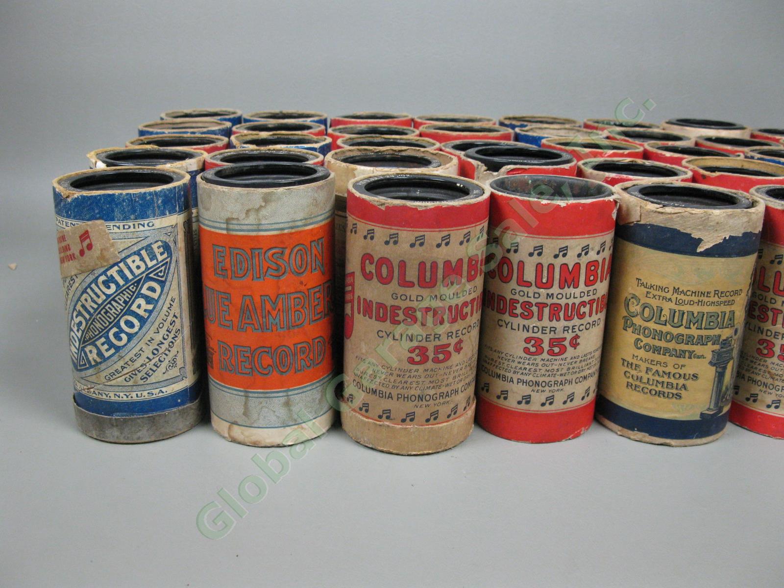 43 RARE Antique Indestructible Columbia Song Cylinder Record Collection Lot Set 1