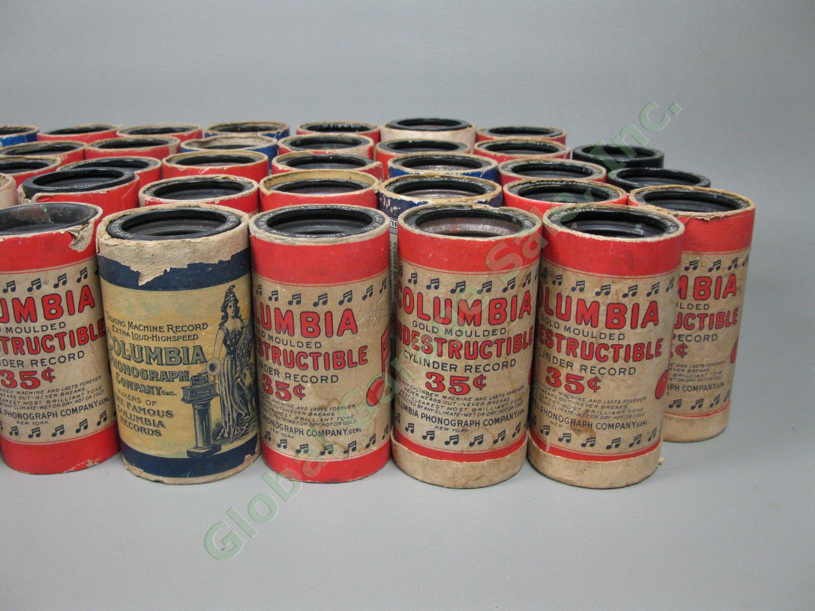 43 RARE Antique Indestructible Columbia Song Cylinder Record Collection Lot Set 2