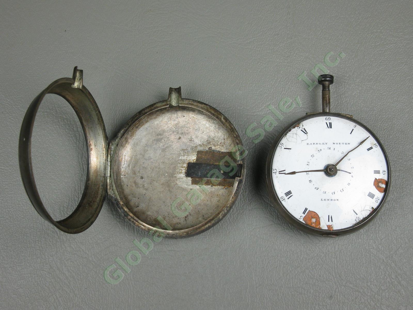 Antique Eardley Norton Calendar Pocket Watch Sterling Silver Case London England 4
