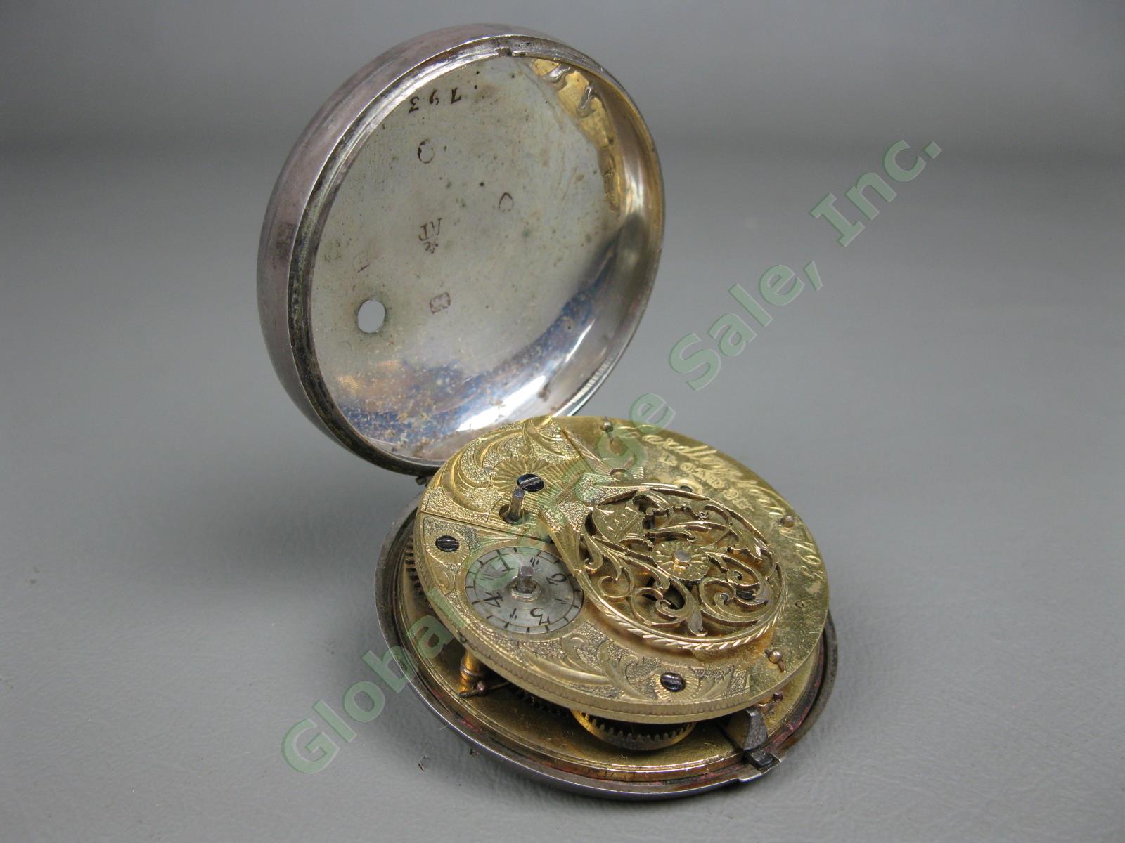 Antique Eardley Norton Calendar Pocket Watch Sterling Silver Case London England 5