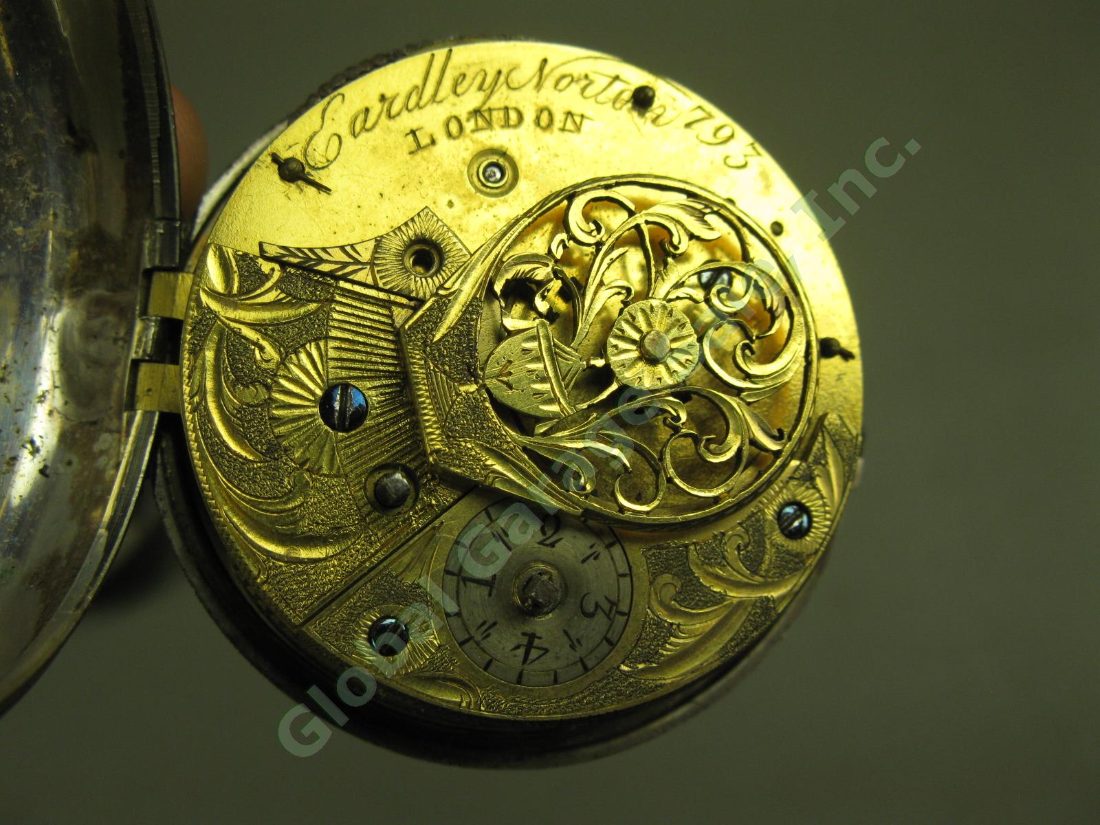 Antique Eardley Norton Calendar Pocket Watch Sterling Silver Case London England 6