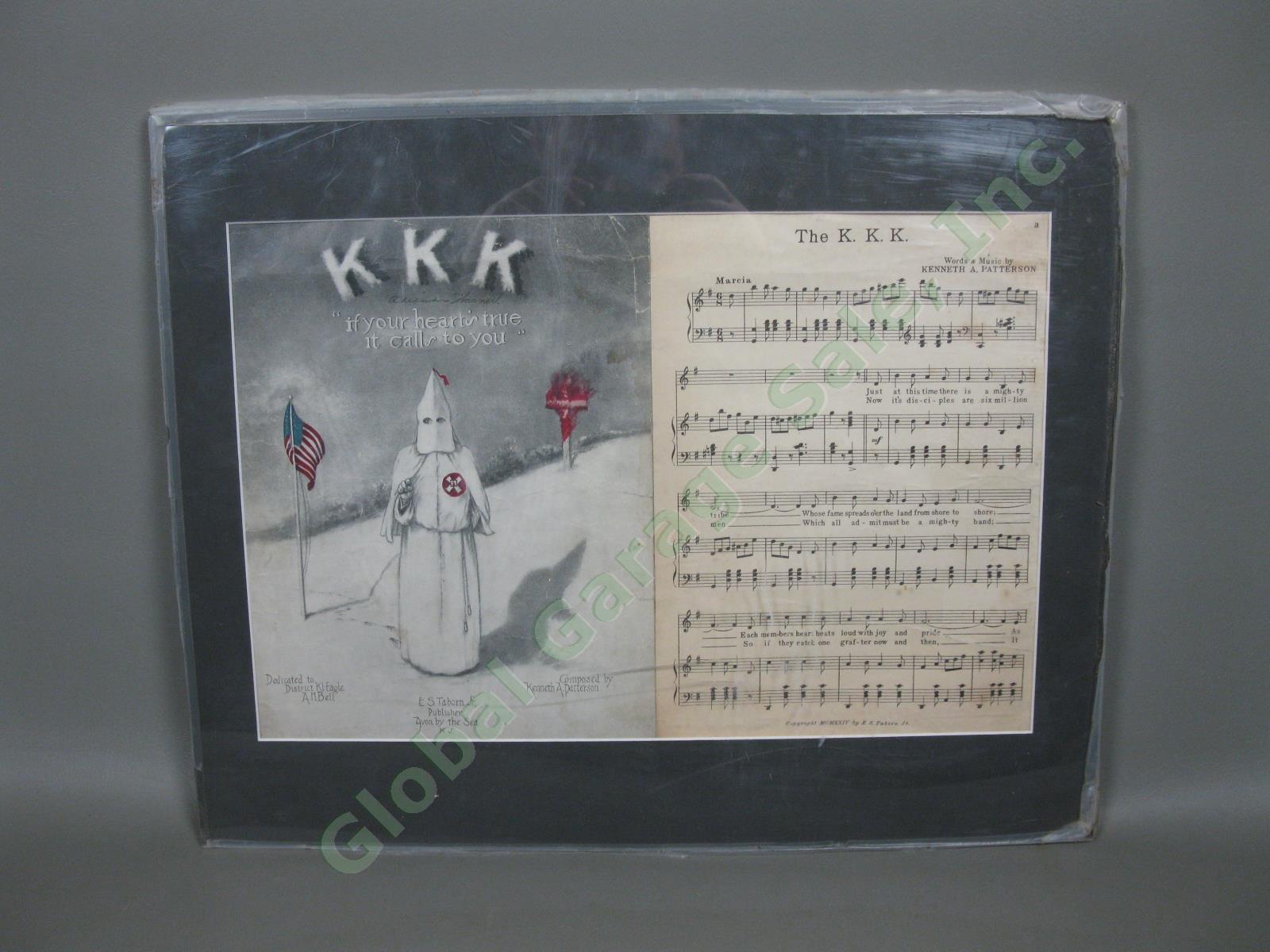 1924 KKK "If Your Hearts True It Calls To You" Ku-Klux-Klan Matted Sheet Music