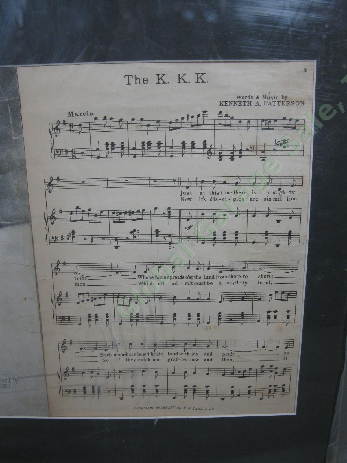 1924 KKK "If Your Hearts True It Calls To You" Ku-Klux-Klan Matted Sheet Music 2