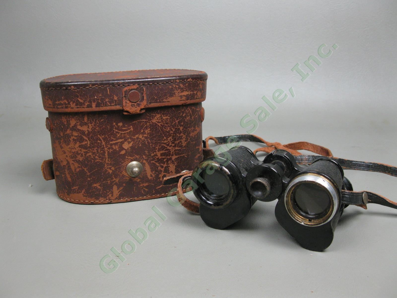 Vintage Carl Zeiss Jena Turol 4x Compact Binoculars w/ Leather Case #1063228 NR