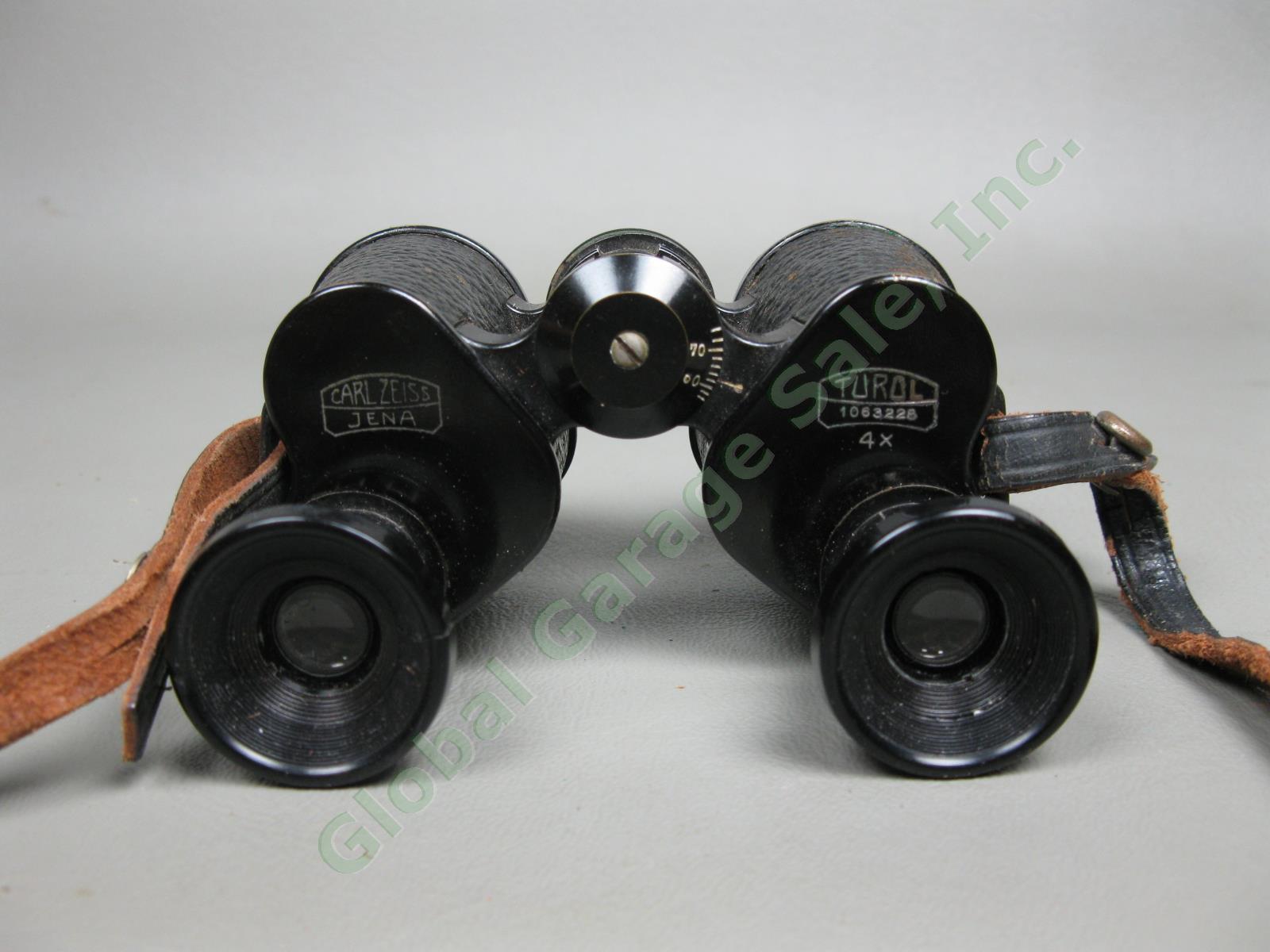 Vintage Carl Zeiss Jena Turol 4x Compact Binoculars w/ Leather Case #1063228 NR 3