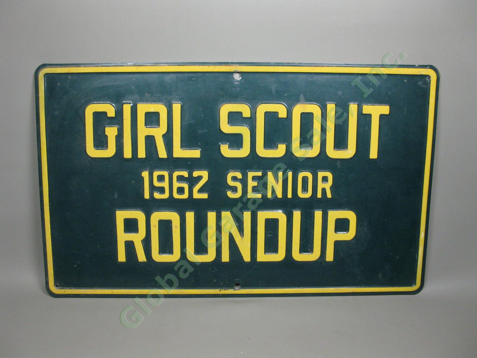 Vintage 1962 National Girl Scout Senior Roundup Jamboree Vermont Metal Road Sign