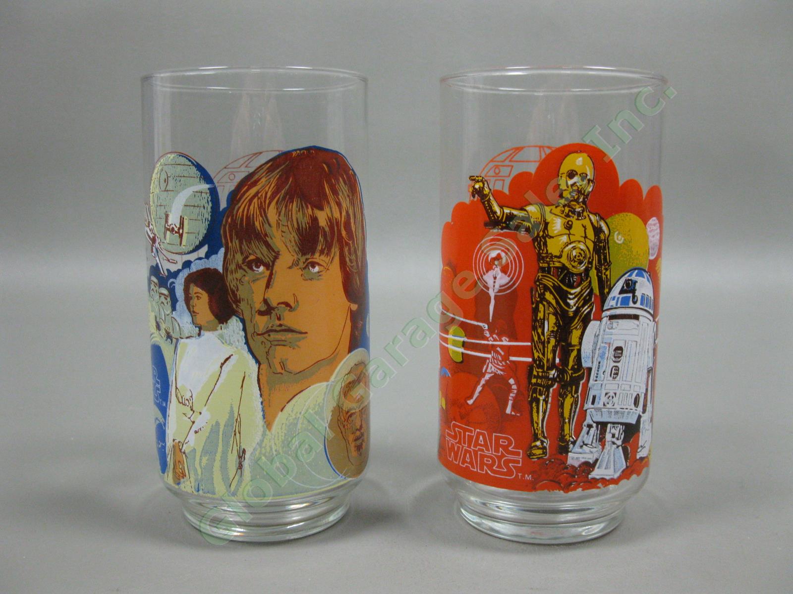 8 Vintage Star Wars Collector Glasses Lot Burger King Coca-Cola Vader Luke Leia 1