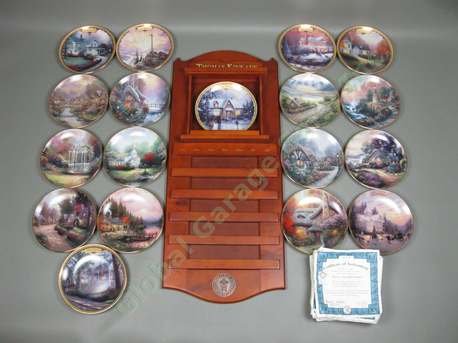 Thomas Kinkade Simpler Times Decorative Perpetual Calendar 18 Plates Set COAs NR