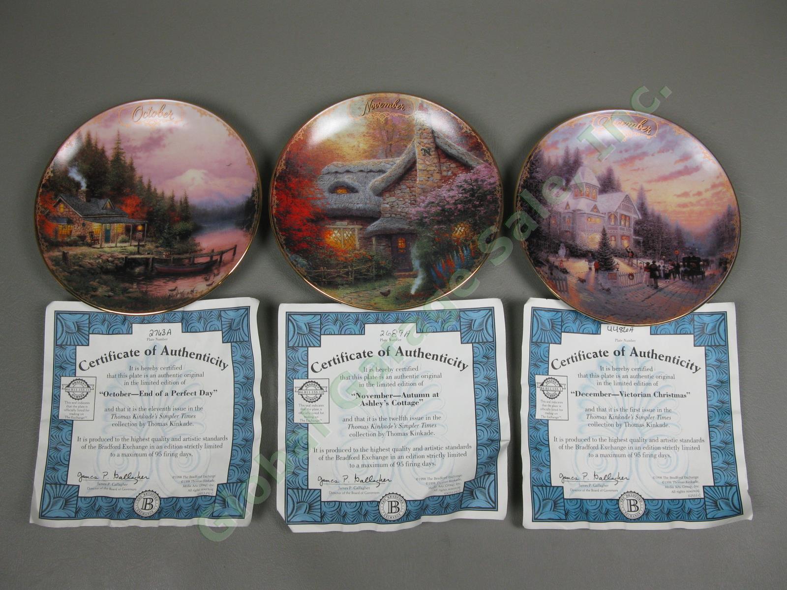 Thomas Kinkade Simpler Times Decorative Perpetual Calendar 18 Plates Set COAs NR 13