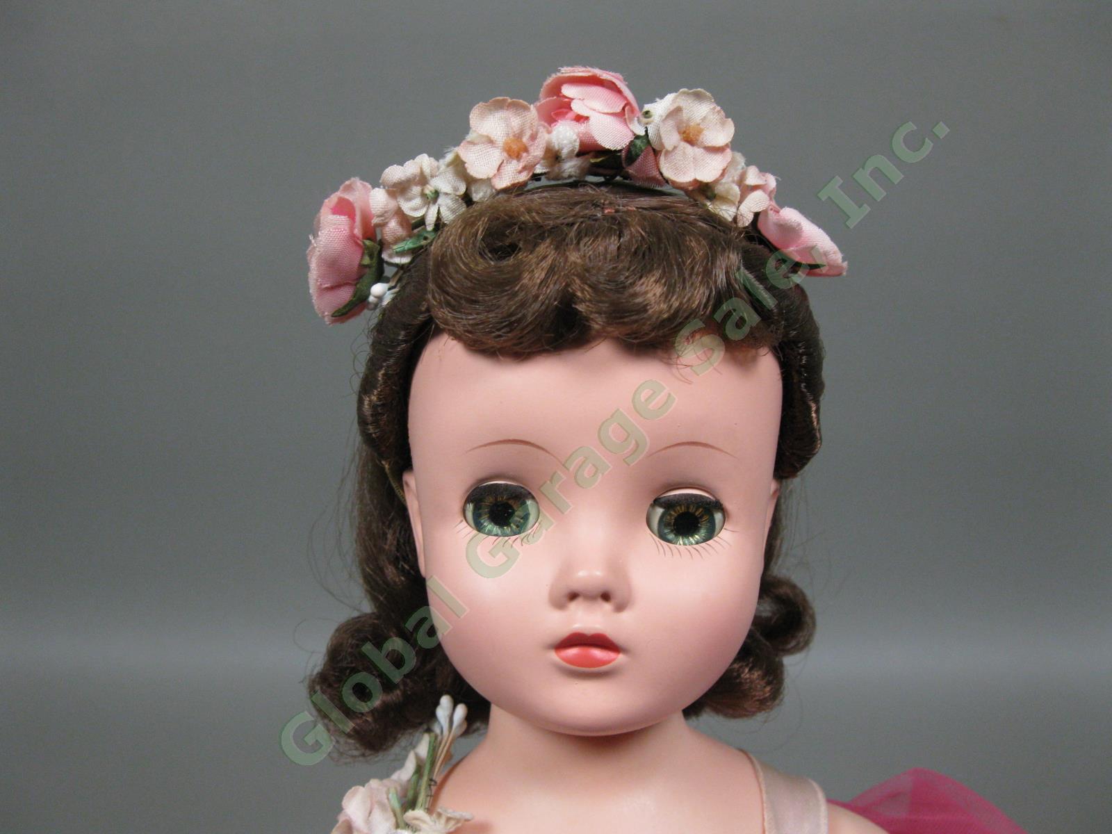 Rare 1950’s Madame Alexander 14.75” Elise Ballerina Doll Pink Tutu Brunette Wig 1