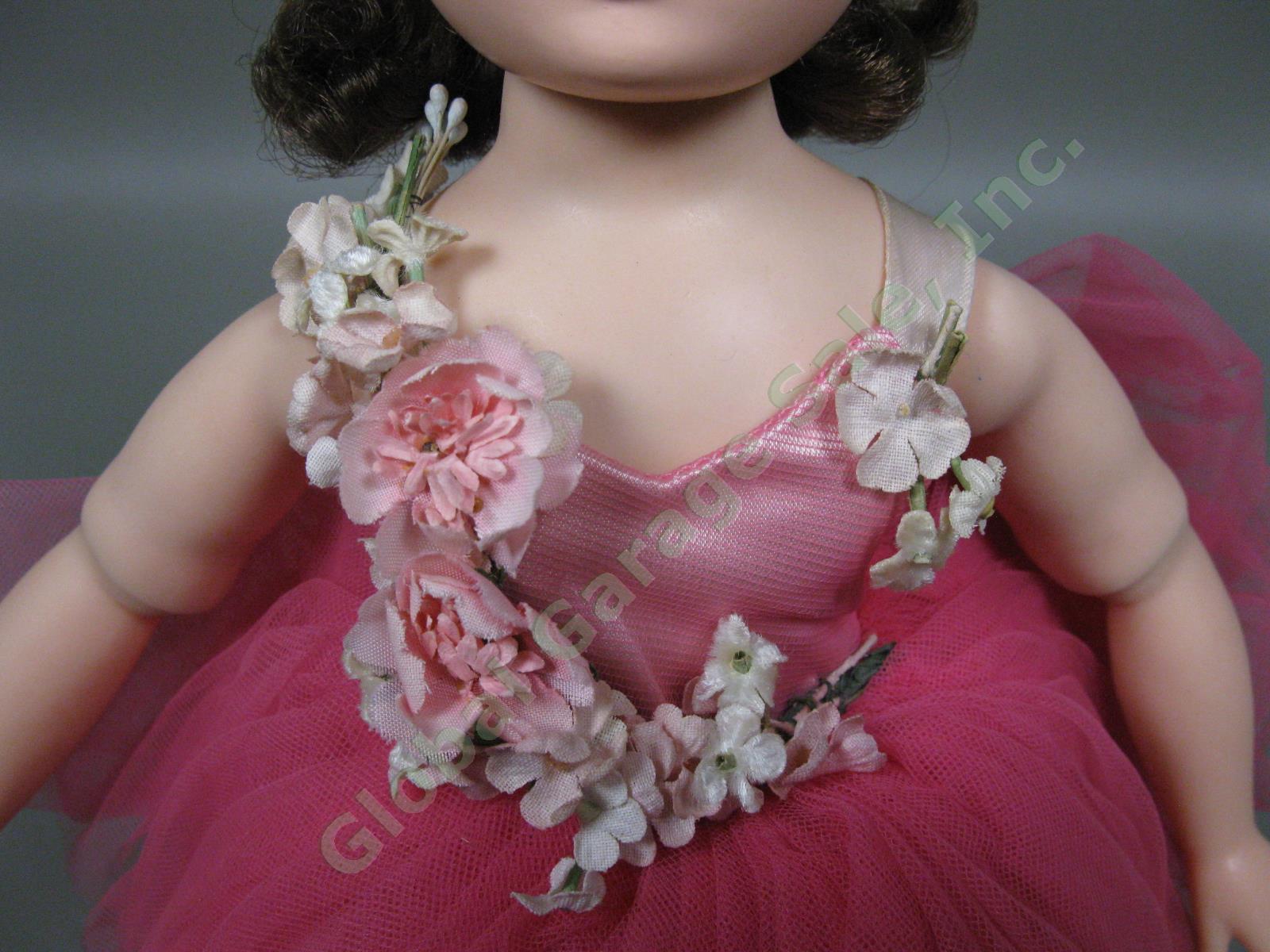 Rare 1950’s Madame Alexander 14.75” Elise Ballerina Doll Pink Tutu Brunette Wig 4