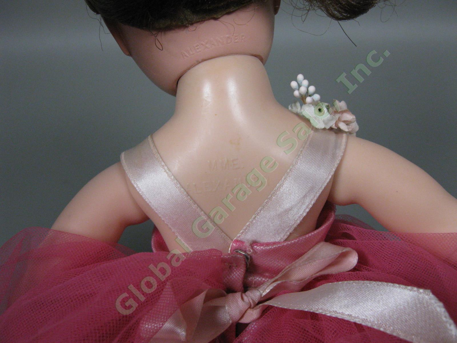 Rare 1950’s Madame Alexander 14.75” Elise Ballerina Doll Pink Tutu Brunette Wig 9