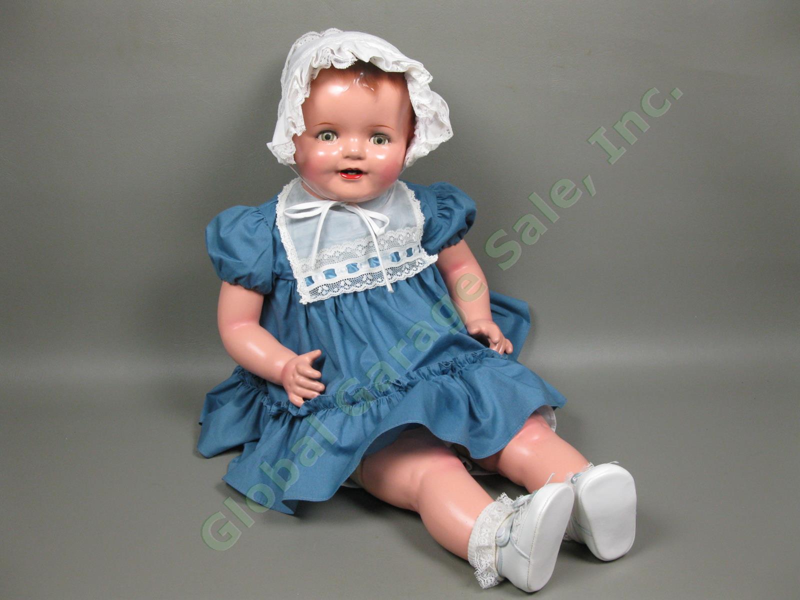 Vintage c1930’s Huge 27" Unmarked Composition/Cloth Baby Doll w/ Sleep Eyes NR!