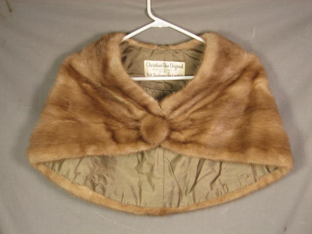 Vintage Christian Dior Mink Fur Stole Hat Fox Beaver + 1