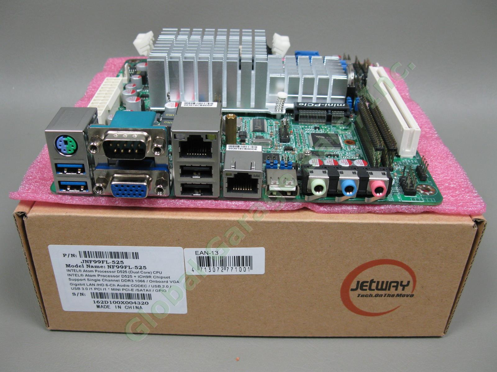 Jetway NF99FL-525 Intel Atom D525 Fanless 1.8GHz Networking Mini-ITX Motherboard