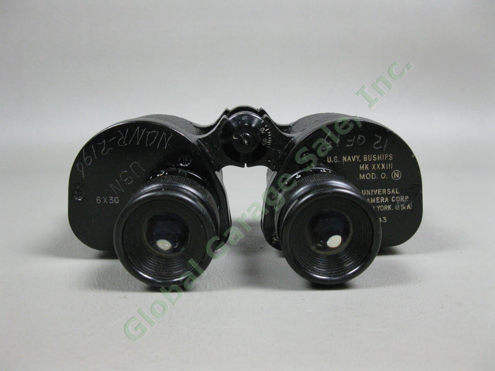 1943 WWII US Navy Buships Binoculars Mark-33 XXXIII 6x30 Mod-0 Original Case USA 1