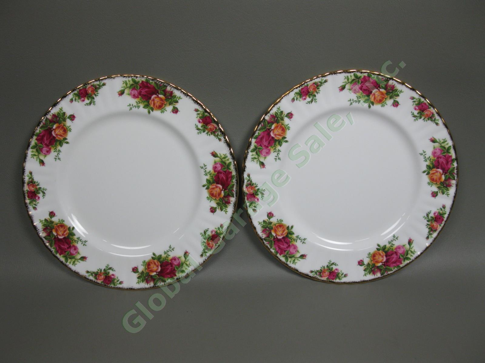 8 Royal Albert Old Country Roses Dinner Plate Fluted Gold Trim Bone China Set NR 8