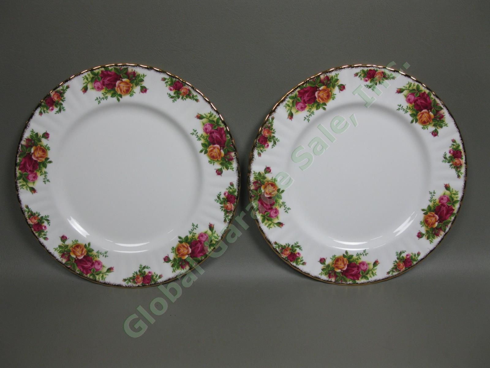 8 Royal Albert Old Country Roses Dinner Plate Fluted Gold Trim Bone China Set NR 10