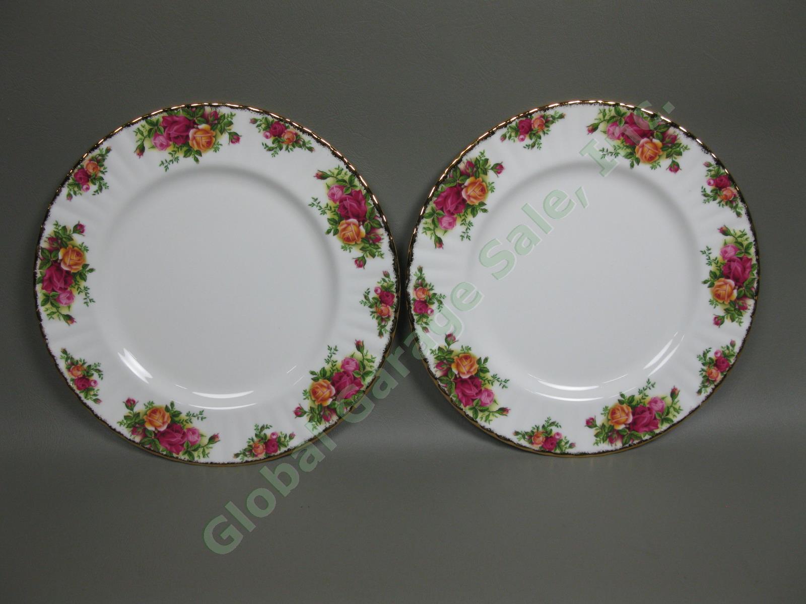 8 Royal Albert Old Country Roses Dinner Plate Fluted Gold Trim Bone China Set NR 12