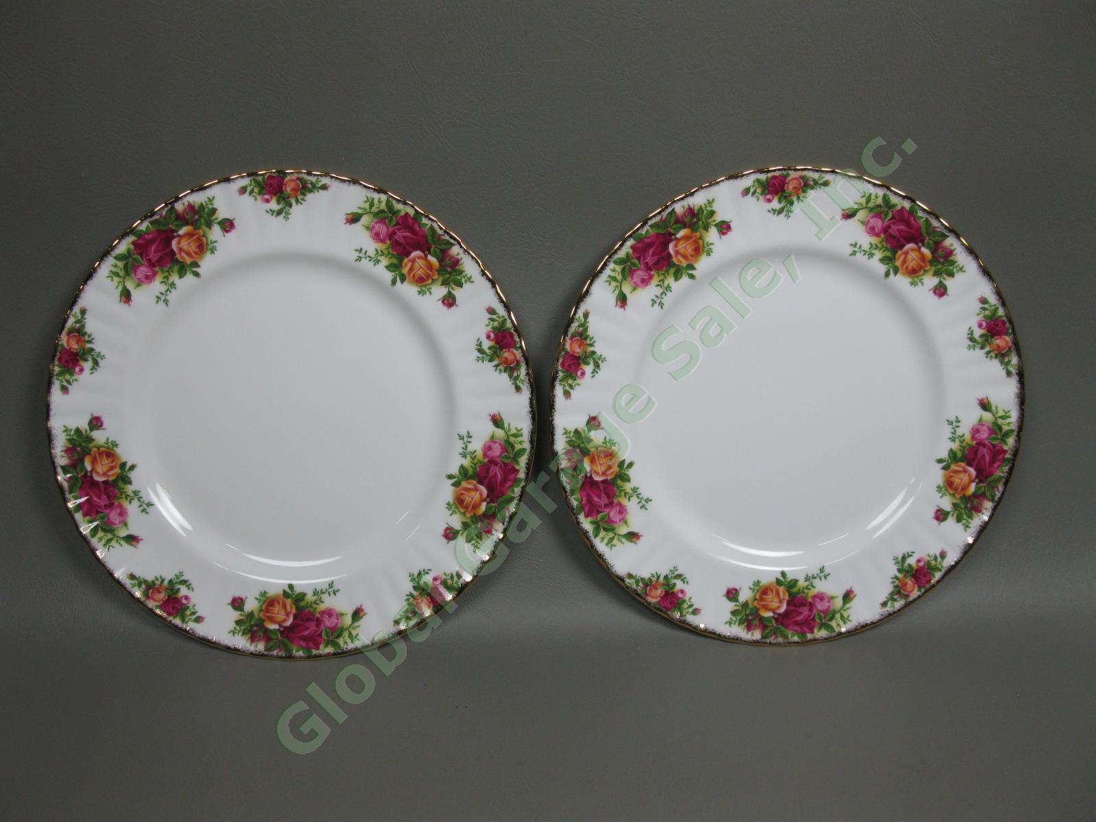 8 Royal Albert Old Country Roses Dinner Plate Fluted Gold Trim Bone China Set NR 14