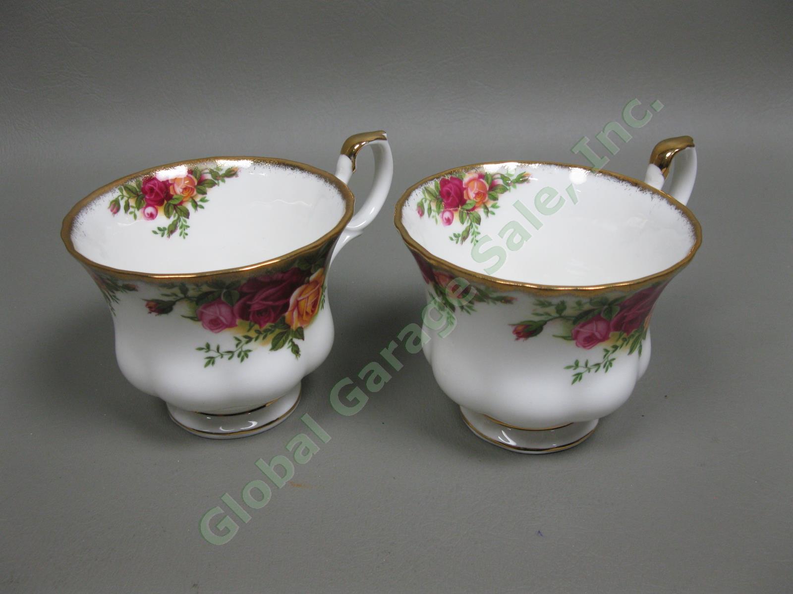 8 Royal Albert Old Country Roses Footed Tea Cup/Saucer Gold Trim Bone China Set 11